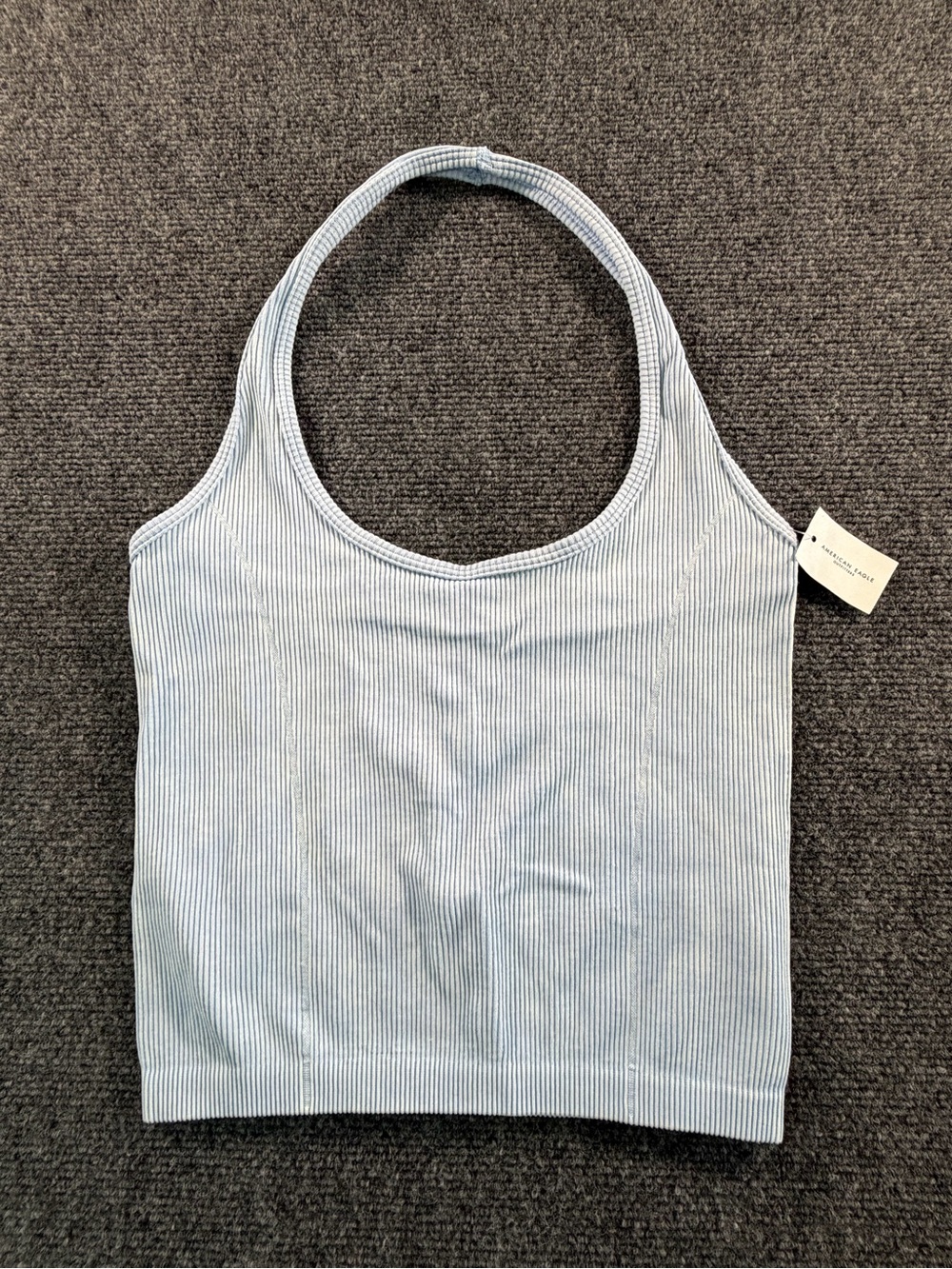 NWT American Eagle Seamless Stacey Halter Neck Top Size Medium Baby Blue Color